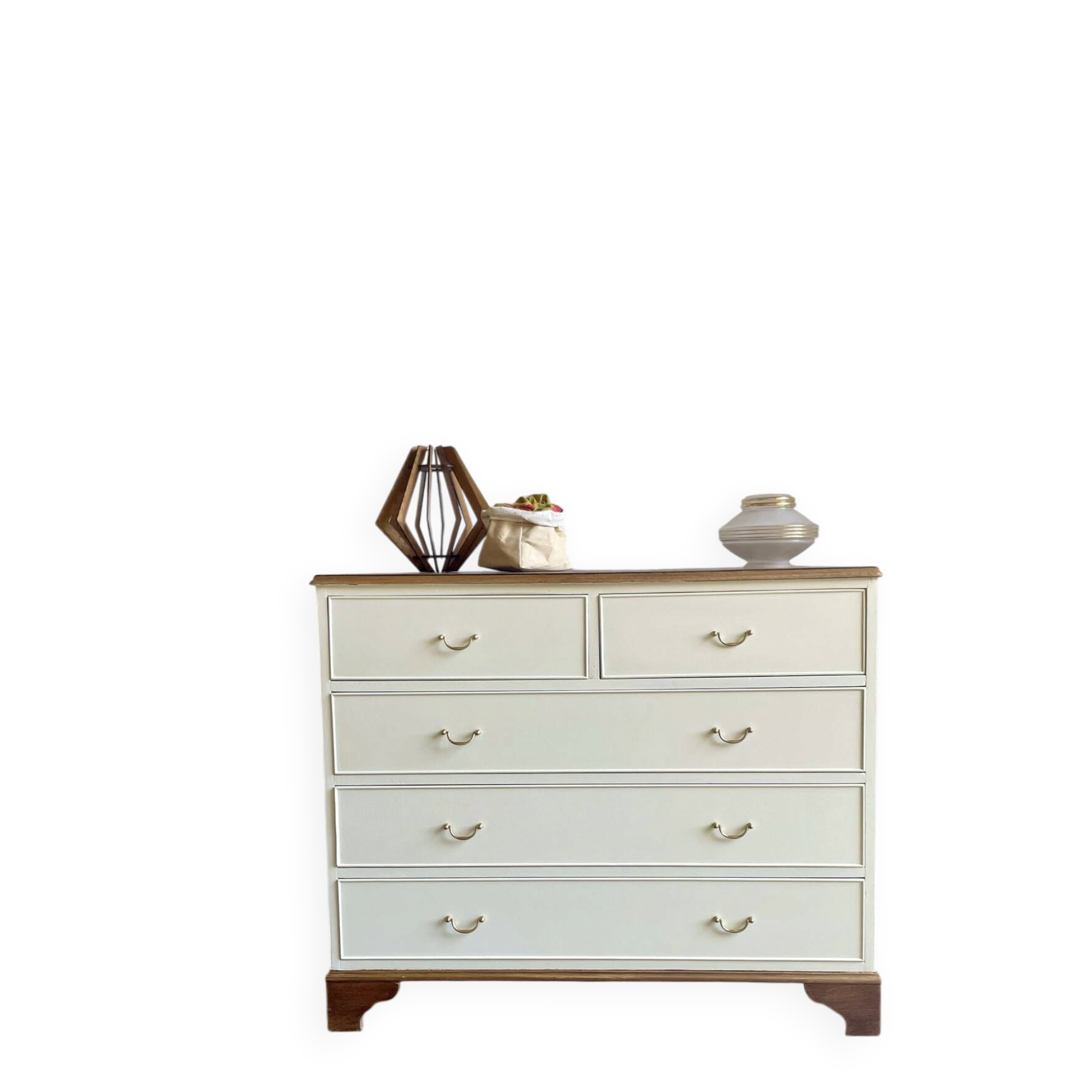 Renovated vintage chest of drawers – 5 drawers – Wooden top – Country style