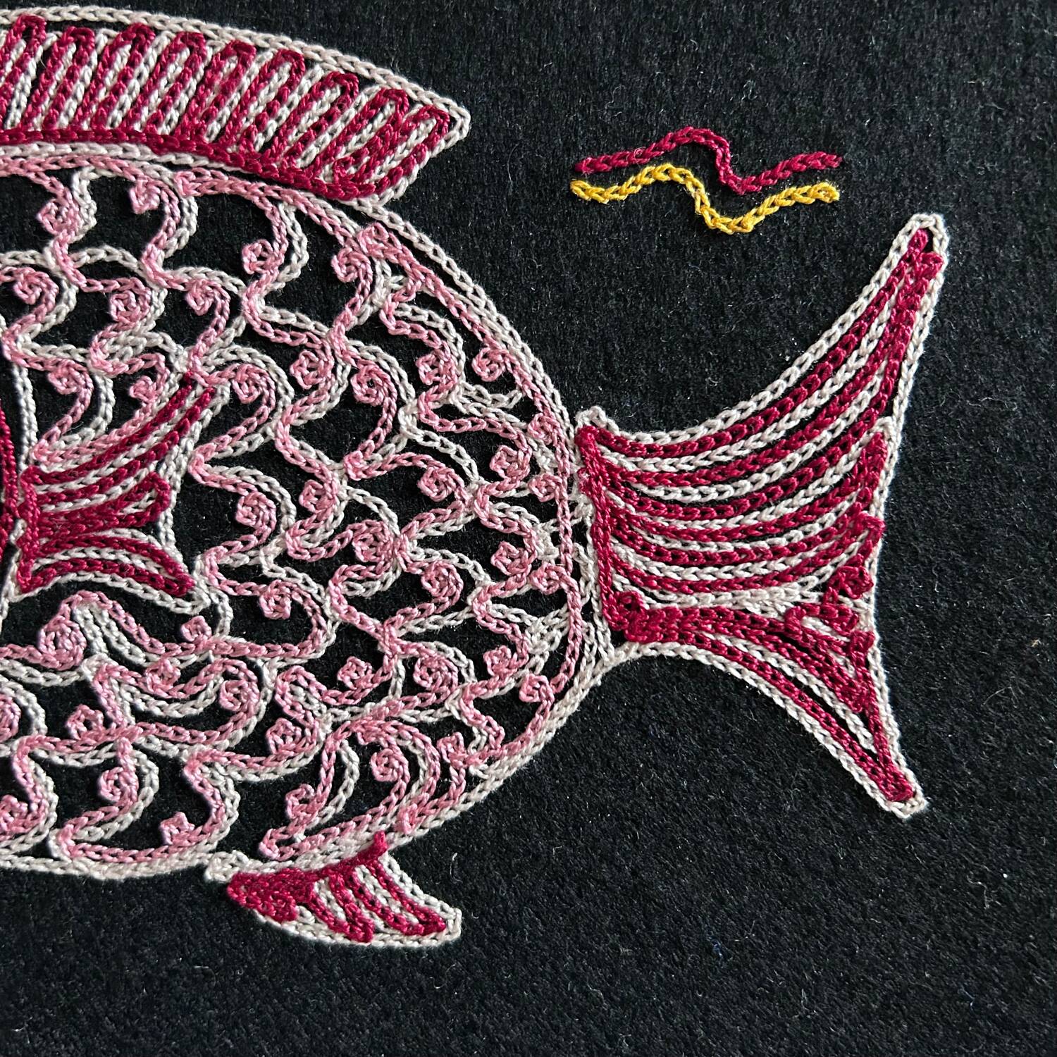 Multicolor embroidered fish