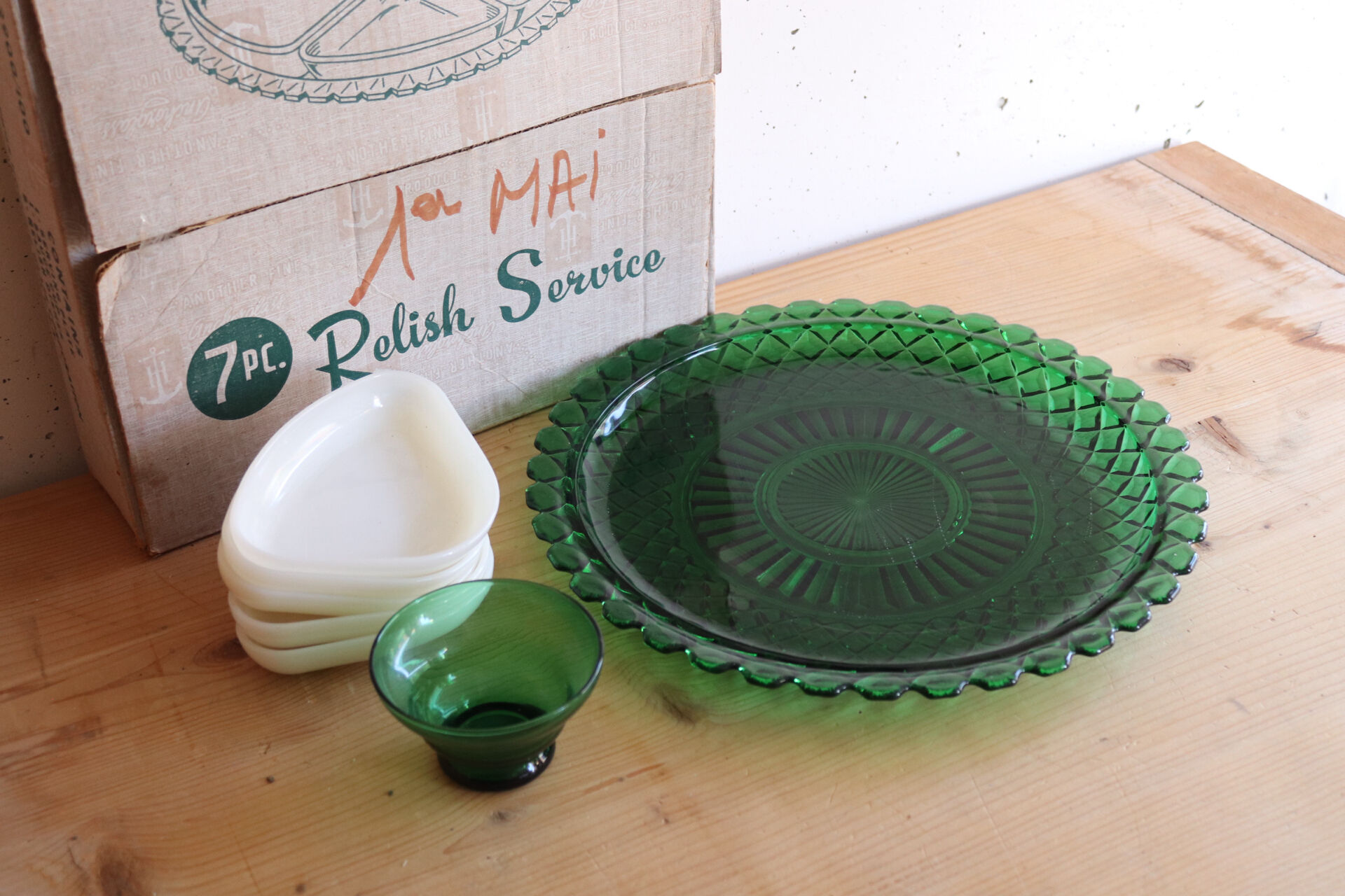 Service à apéritif Hazel-Atlas « Relish Service » 7 pièces
