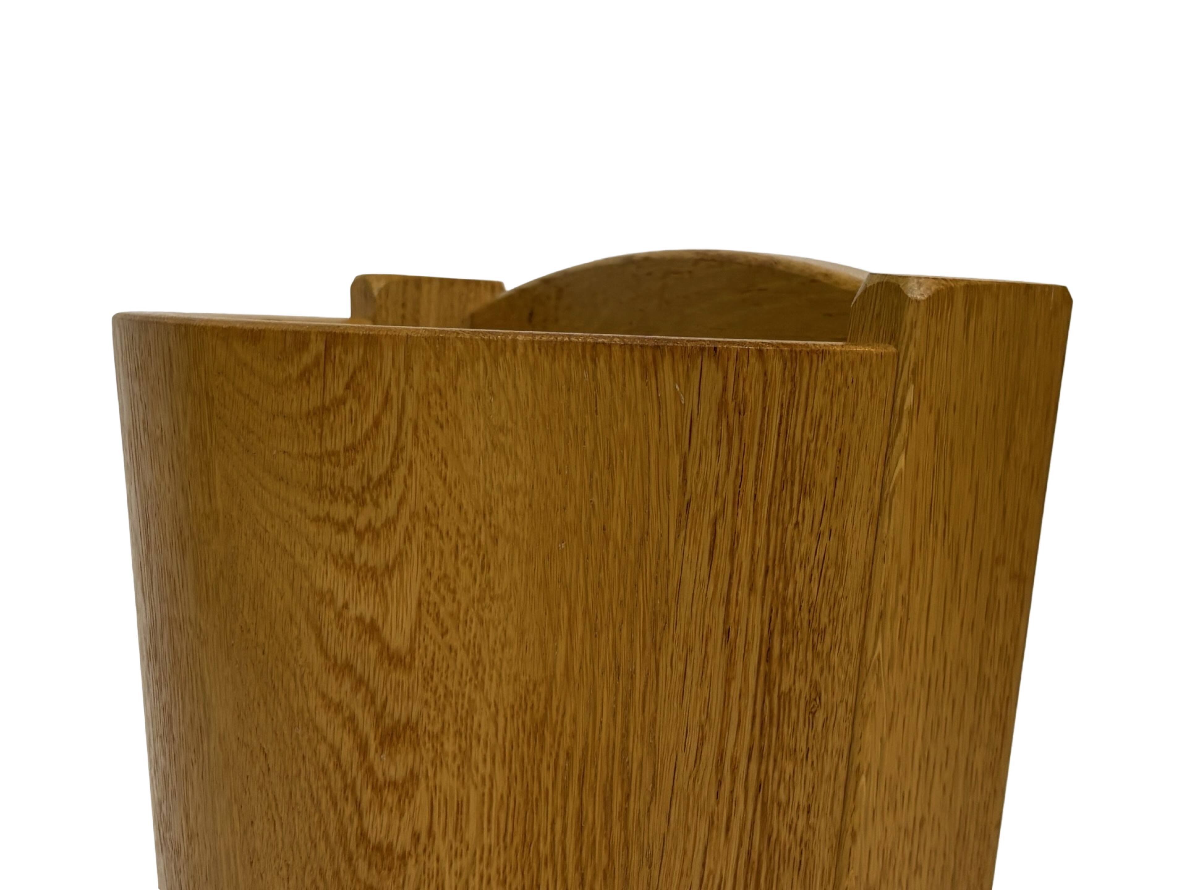 Porte-parapluie vintage en chêne, design de rangement minimaliste des années 60