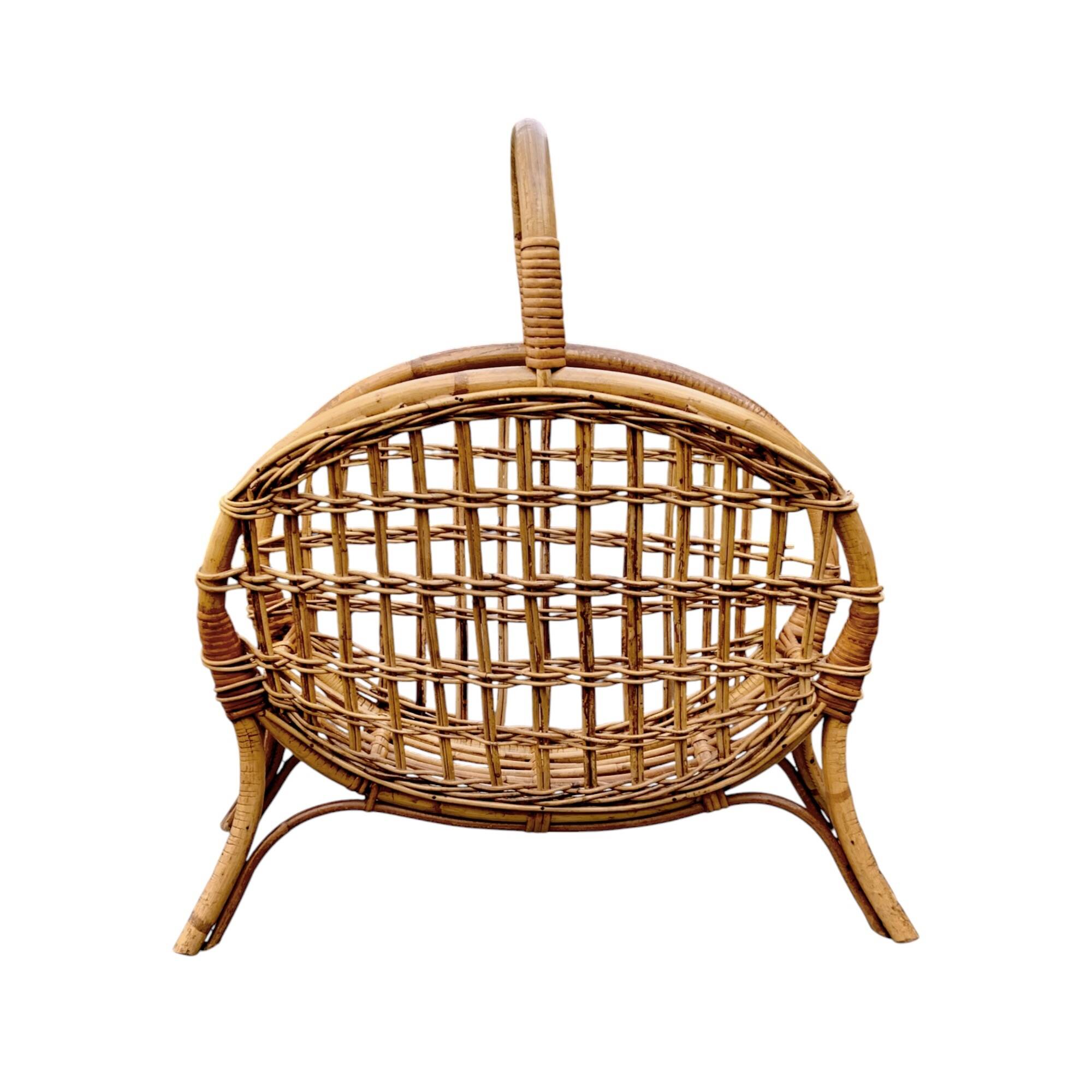 Vintage bamboo and wicker magazine rack