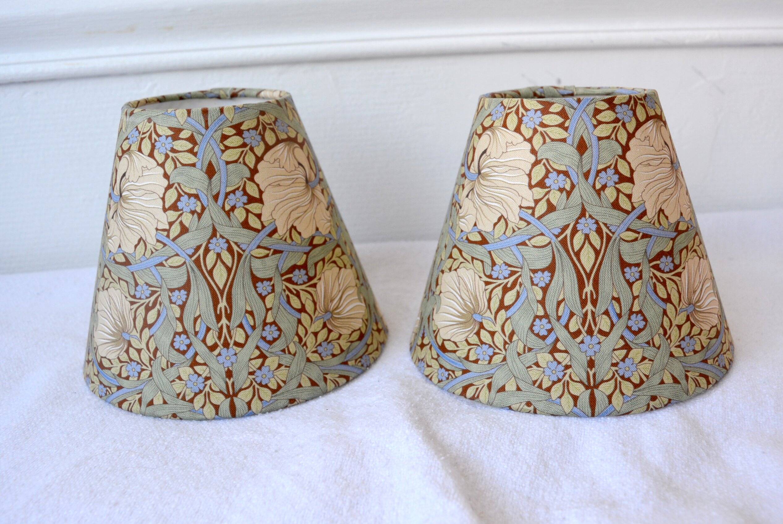 2 Art Nouveau lampshades with green flowers