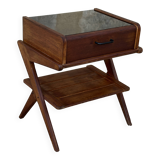 Vintage oak bedside table, 50s and 60s design