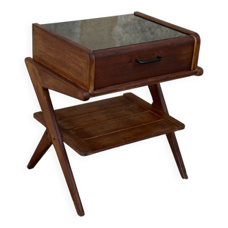 Vintage oak bedside table, 50s and 60s design