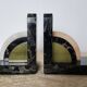 Art Deco pair of bookends in marble and green onyx – 1930s-1950s