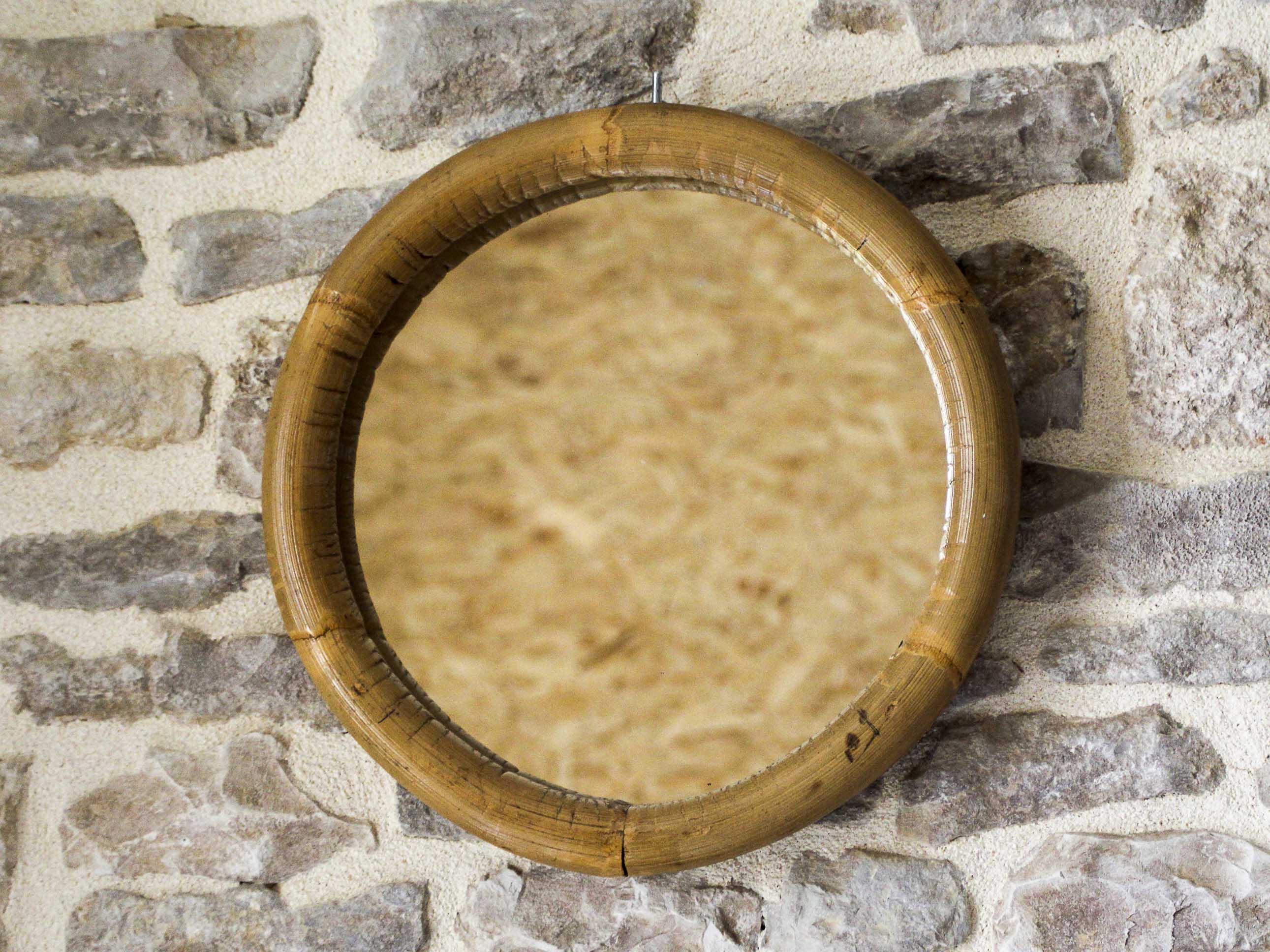 Round bamboo mirror 32cm