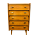 Commode chiffonnier pieds compas années 50 bois blond