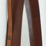 Italian Oval Teak Mirror 1950s 32x103cm