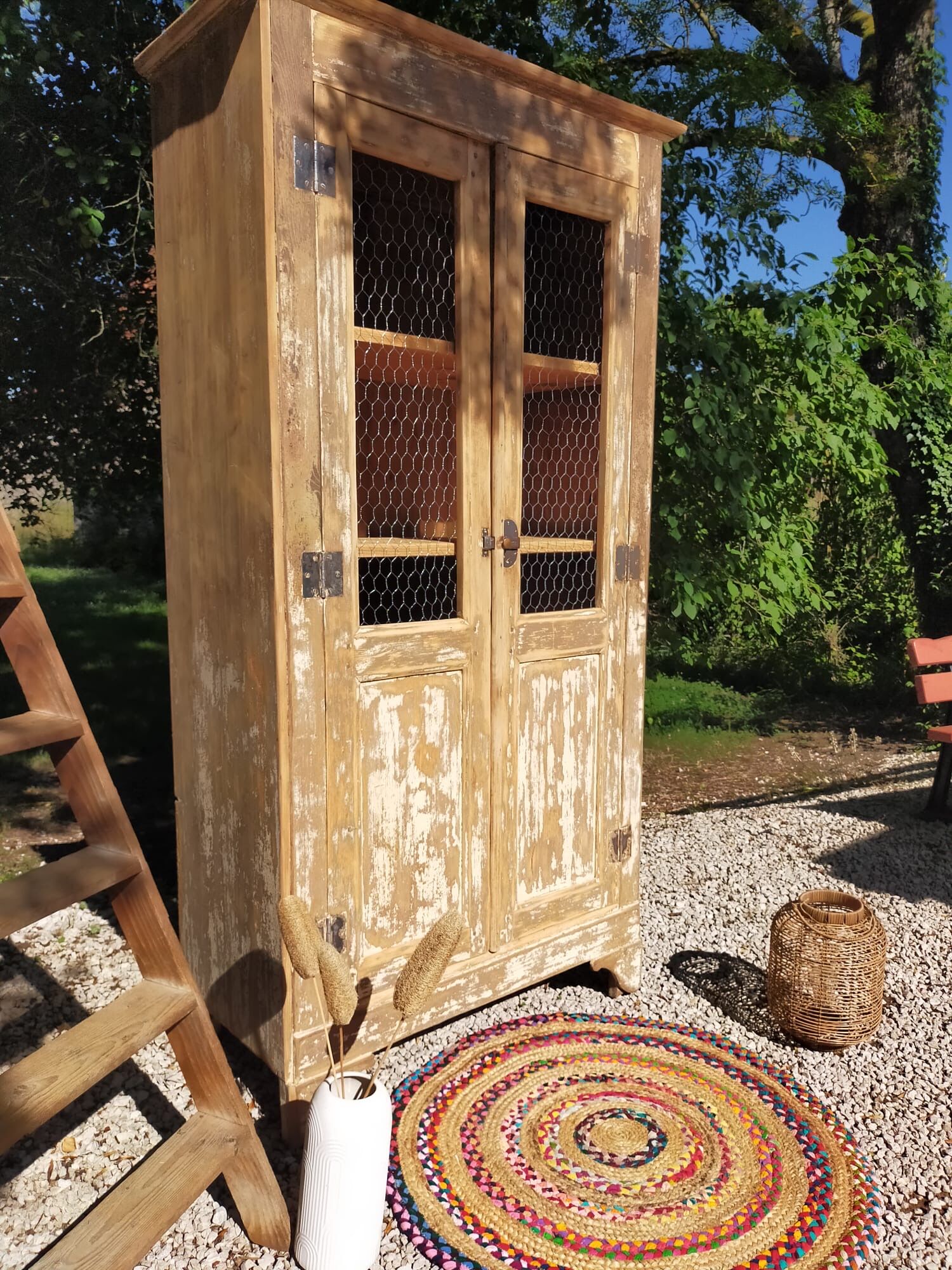 Renovated antique wooden wardrobe