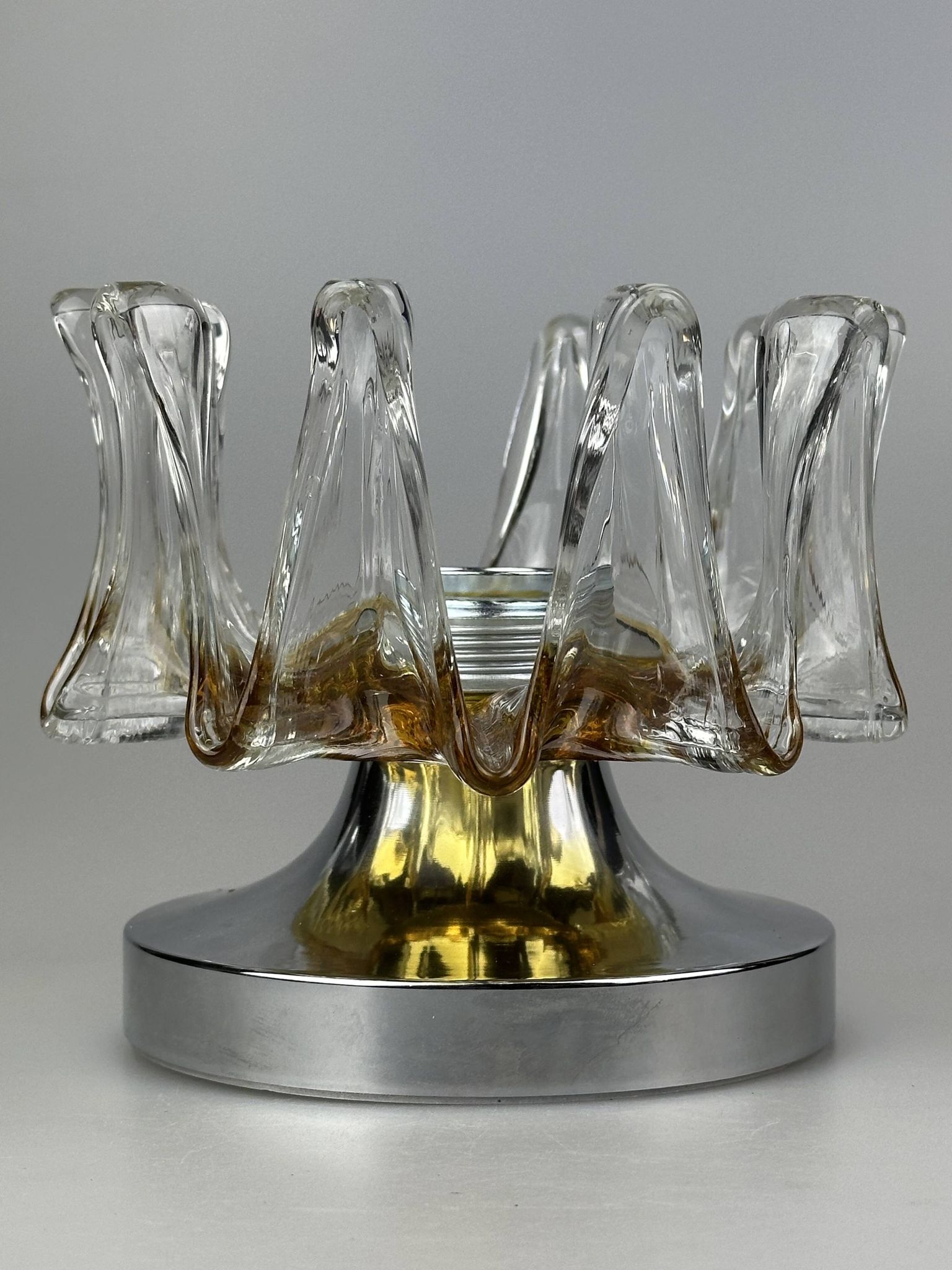 60s 70s wall lamp Wall Sconce made of metal & Murano glass Space Age design