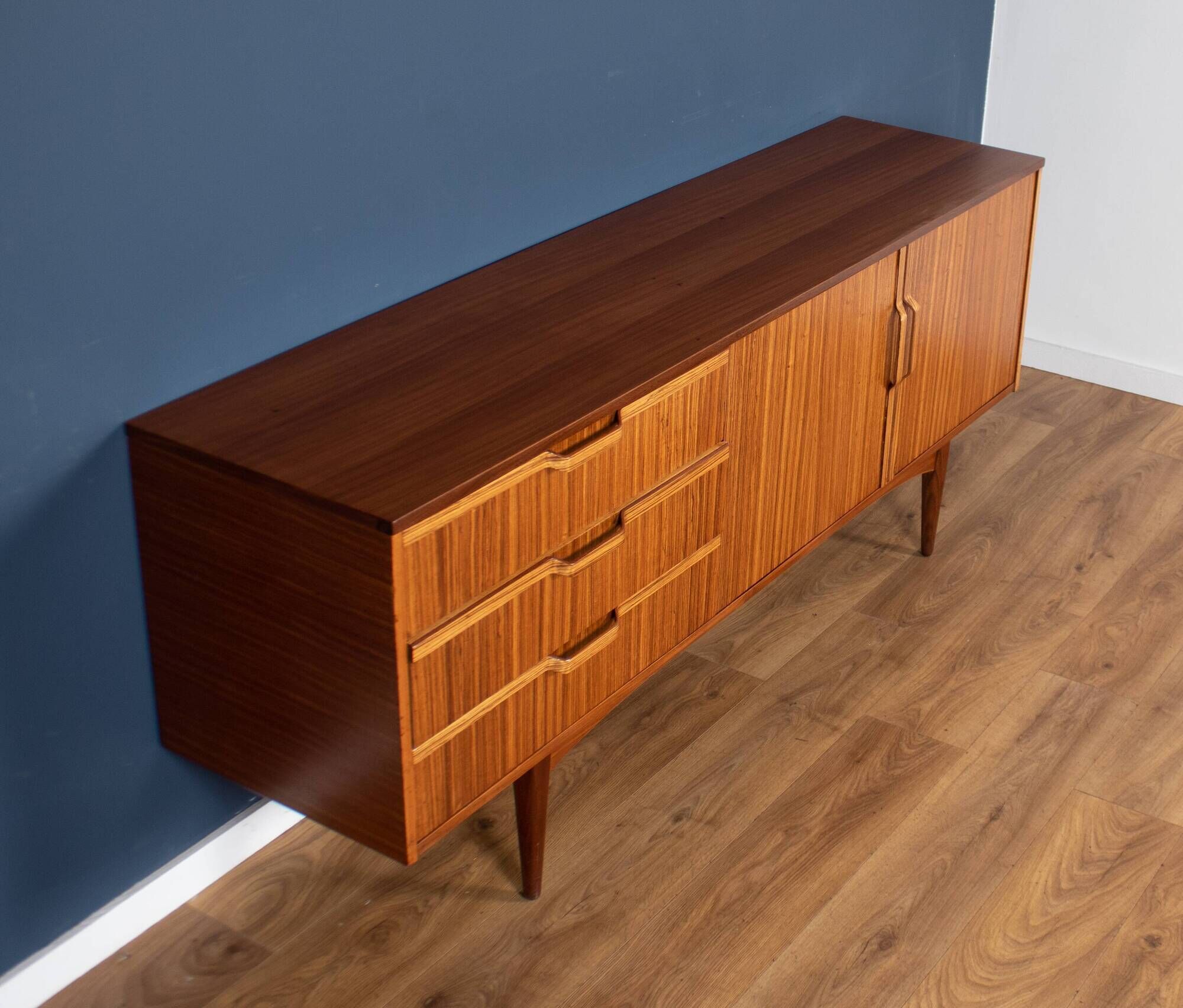 Retro teak zebrano 1960s long elliots of newbury eon mid century sideboard