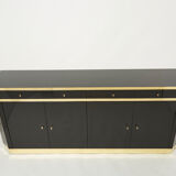 Enfilade laquée noire et laiton signée J.C. Mahey années 70