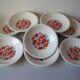 Lot de 9 anciennes assiettes creuses Gien modèle Coralie années 1970/80 décor floral