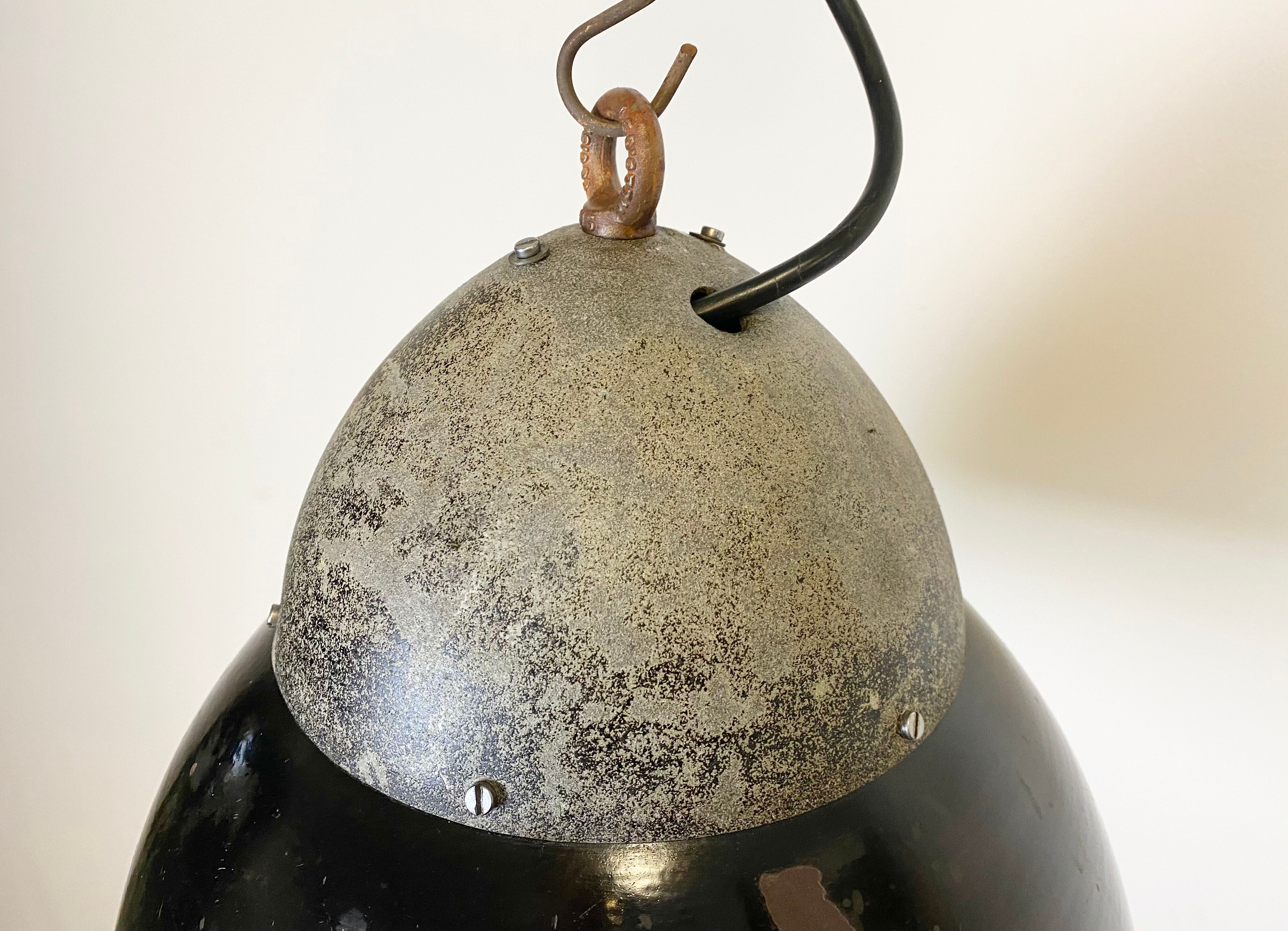 Vintage Black Enameled Hanging Lamp, 1930s