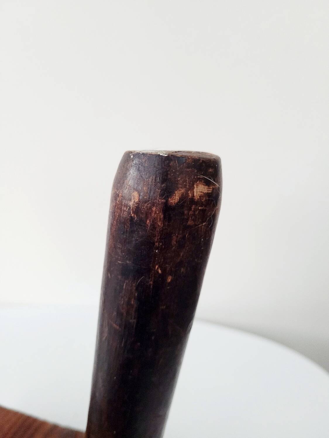 Old small solid wood milking stool