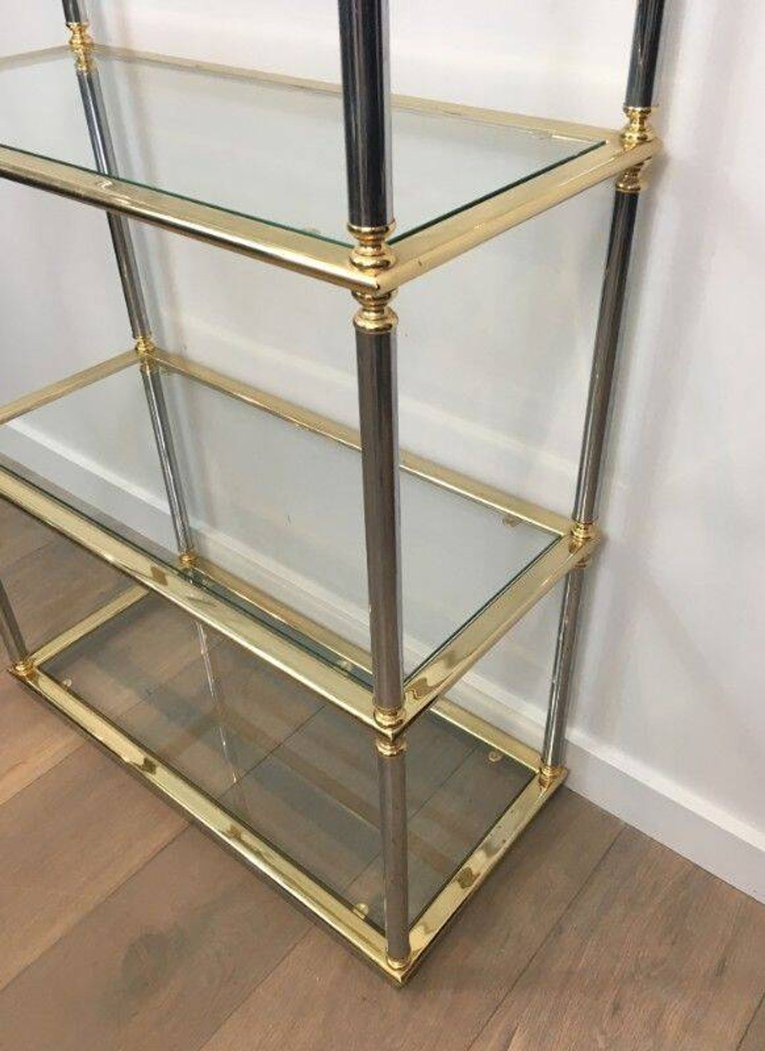 Neoclassical shelf with silver gunmetal patina and gilt metal