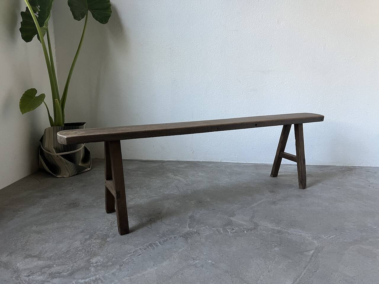 Small solid walnut farm bench, 1950s