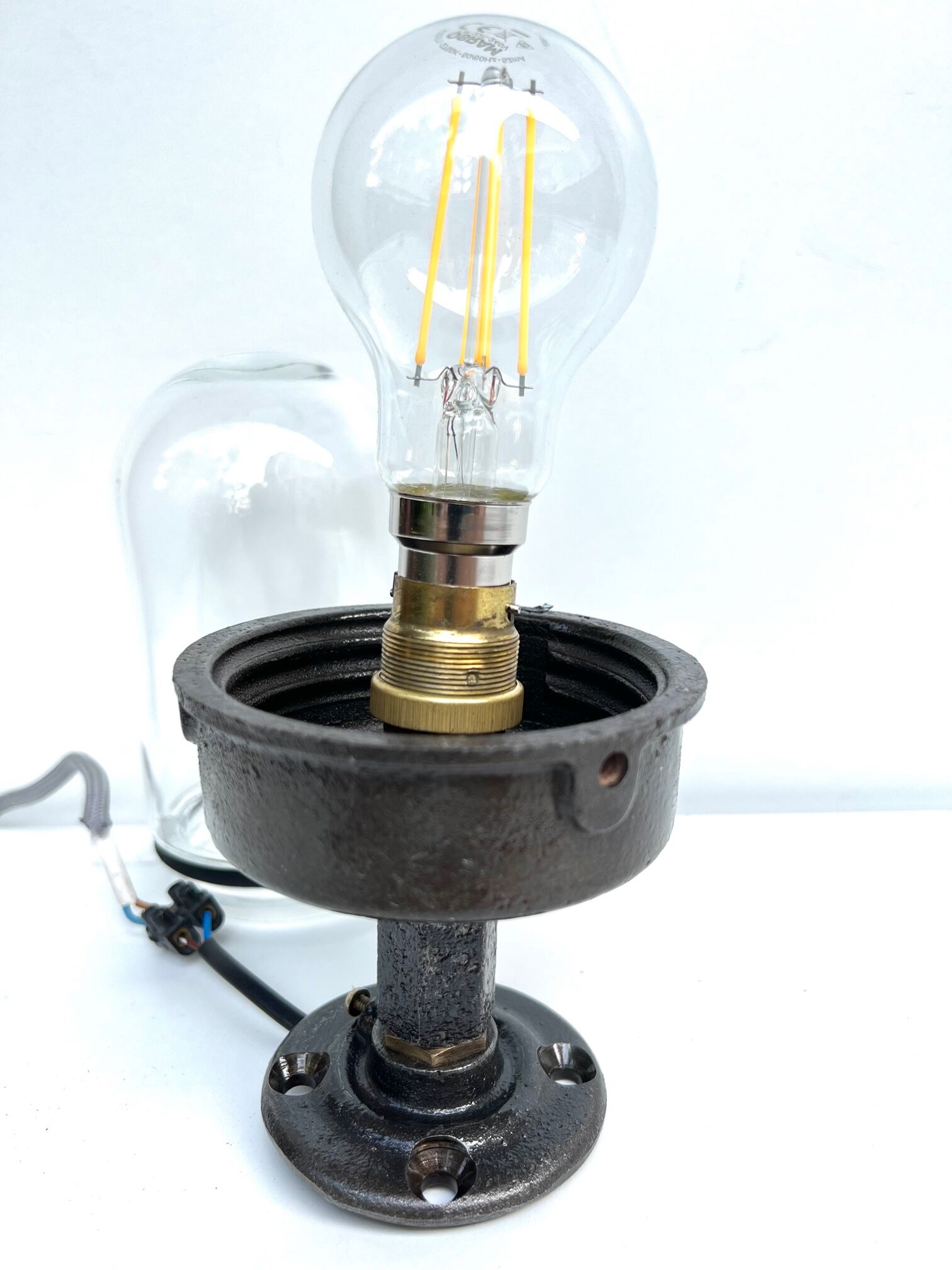 wall lamp or ceiling lamp cast steel gooseneck style 1930