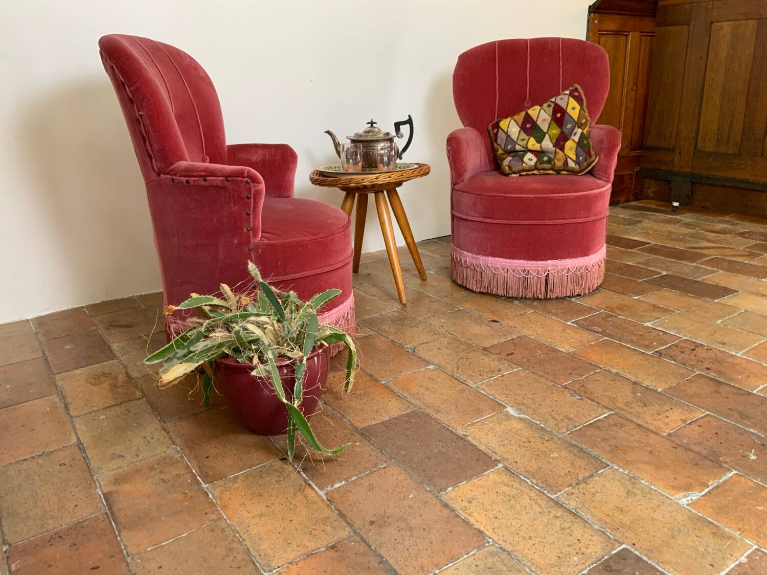 Pair of toadstool armchairs