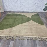 Tapis Vert et blanc fait à la main 200x100cm