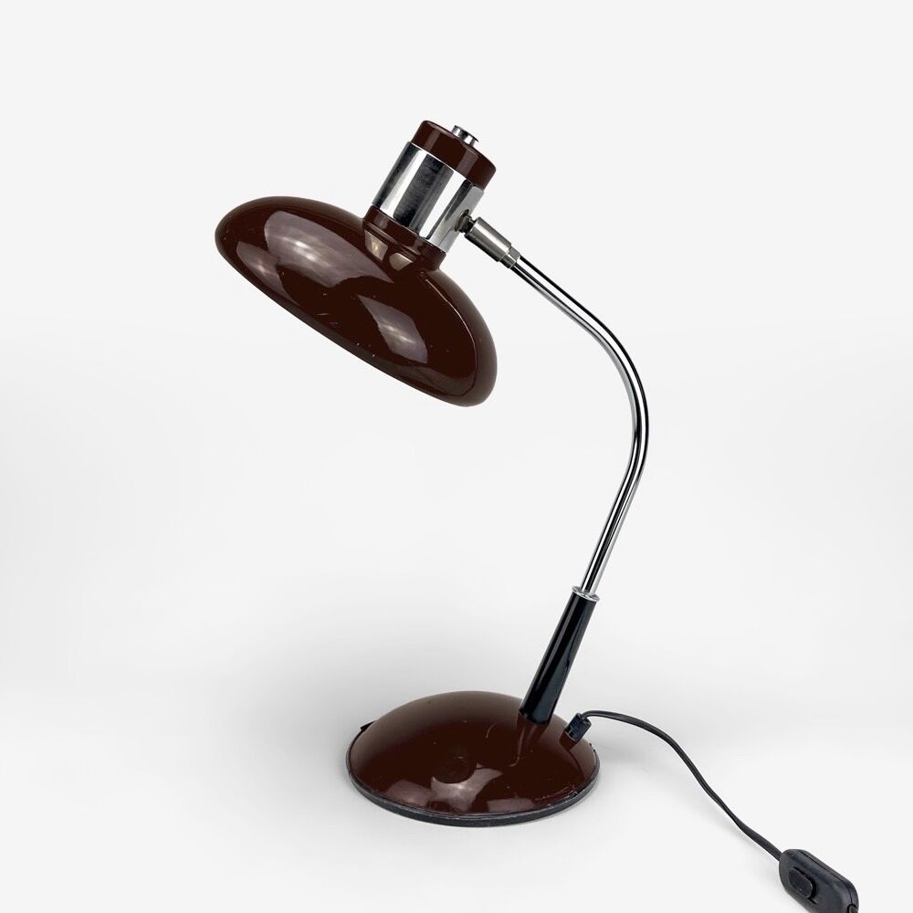 Desk lamp chrome and metal vintage chocolate