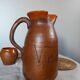 Pitcher & ceramic and leather glass set by Artesania Raymon, Spain 1950