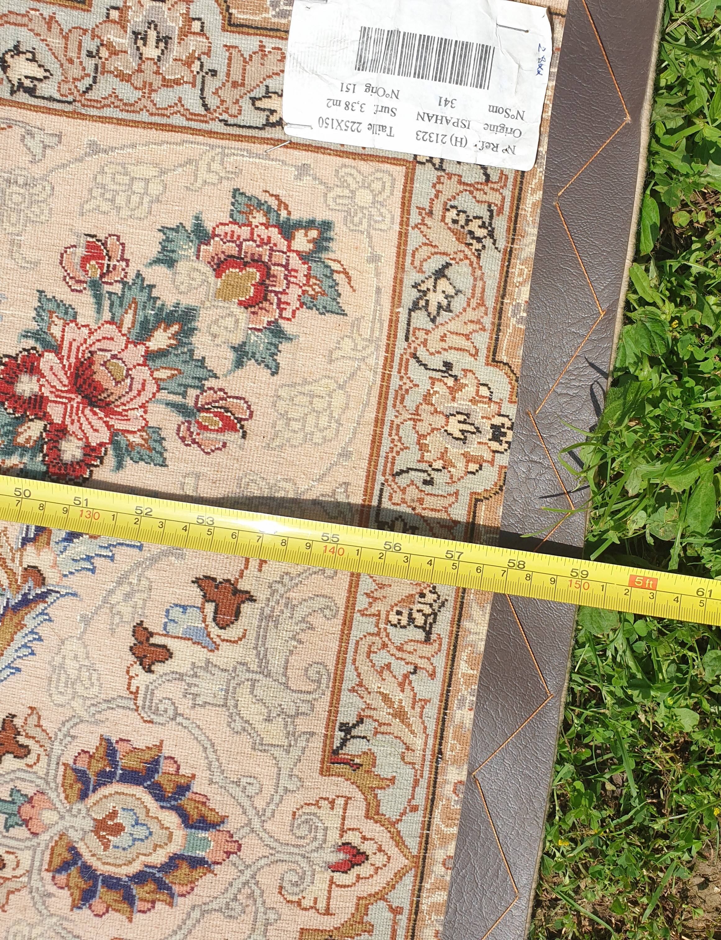 Vintage Isfahan Rug, Rug, carpet 225x150cm (7.4x4.9 ft) Floral Pattern