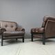 Pair of leather armchairs made in Denmark, 1960s