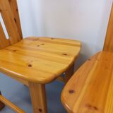 Set of 4 vintage pine chairs from the 70s and 80s