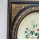 Painting of a bouquet of flowers on a panel in a medallion frame, Napoleon