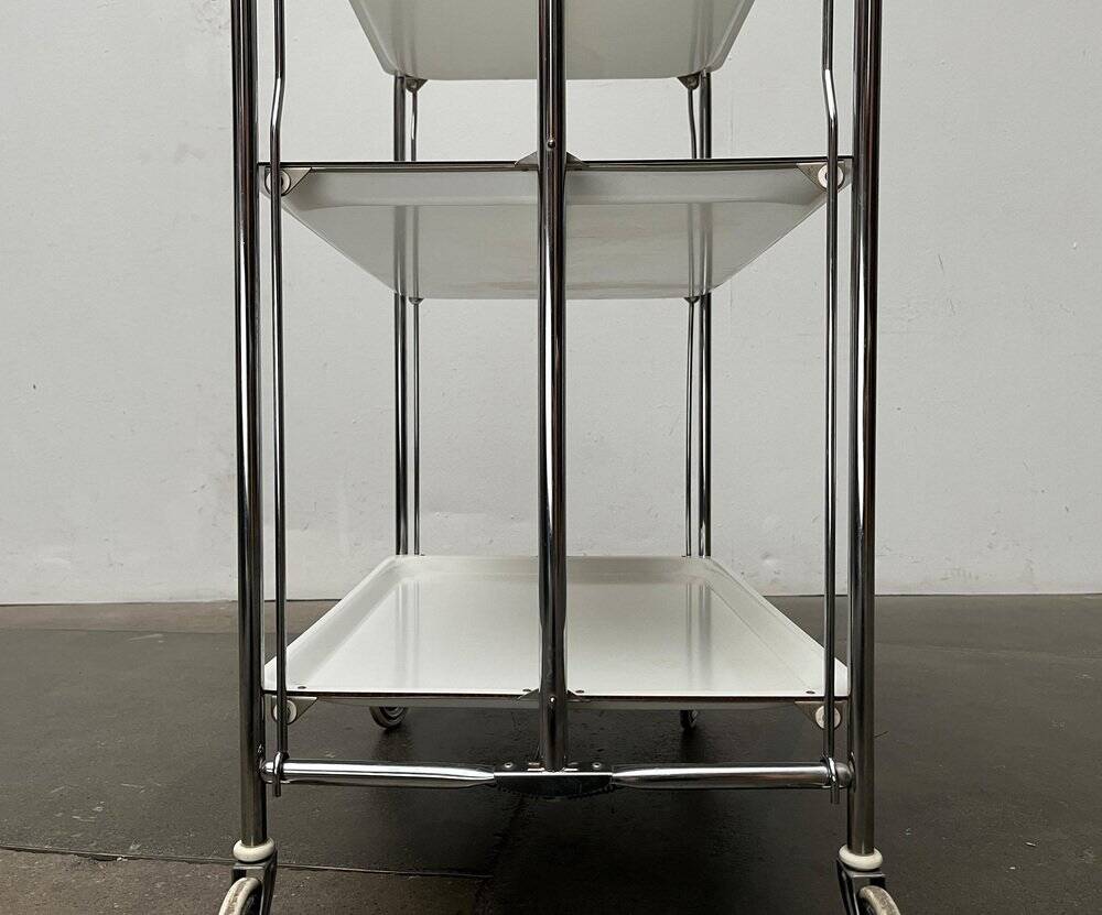 Vintage German folding service trolley with 3 shelves, 1970s.