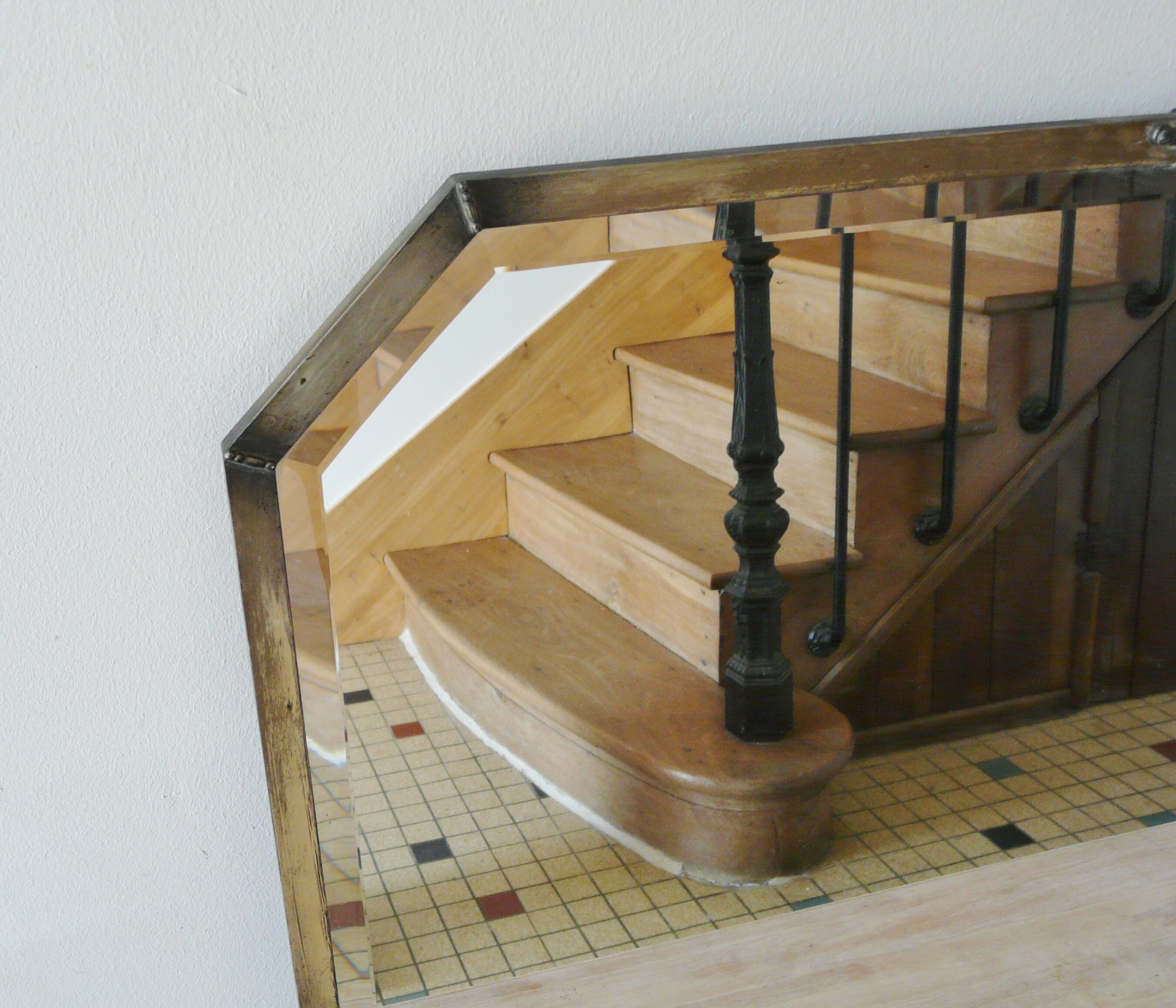 Art Deco beveled rectangular mirror frame silver 80x54cm