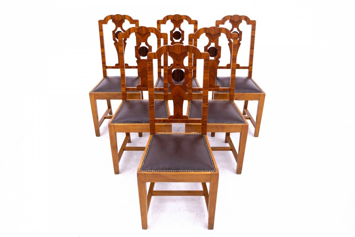 Un ensemble de chaises Art Déco, années 1940, Pologne.