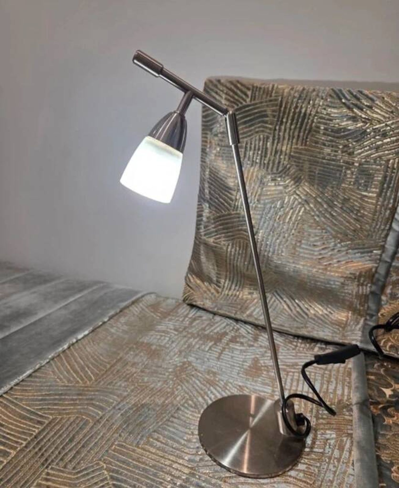 Vintage 1970s metal and frosted glass articulated lamp.