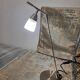 Vintage 1970s metal and frosted glass articulated lamp.