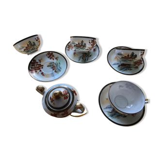 Tasses à thé et sucrier porcelaine chinoise Kutani