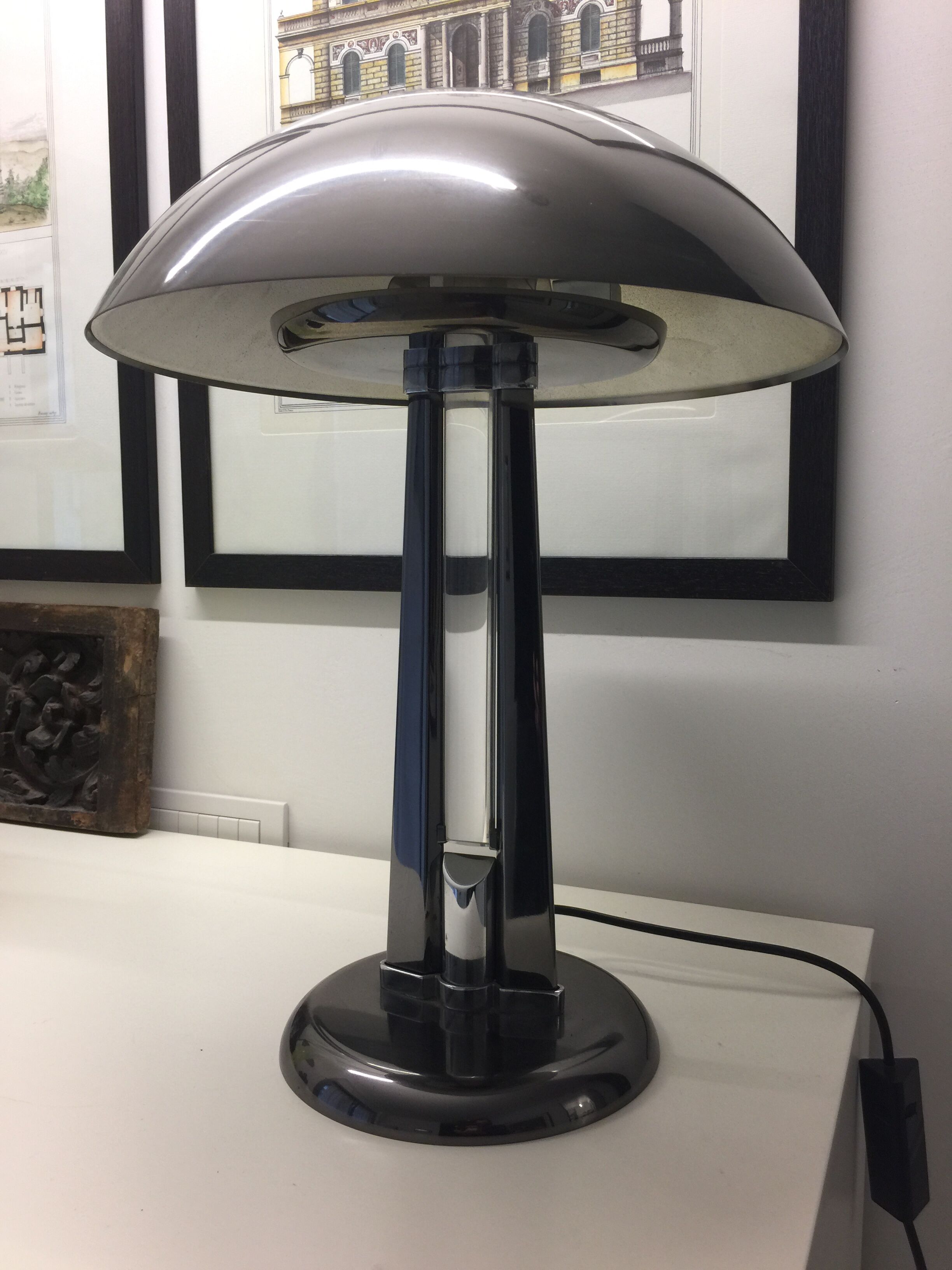 Rare Signed Italian vintage table lamp by Oscar Torlasco for Stilkronen. 1970s