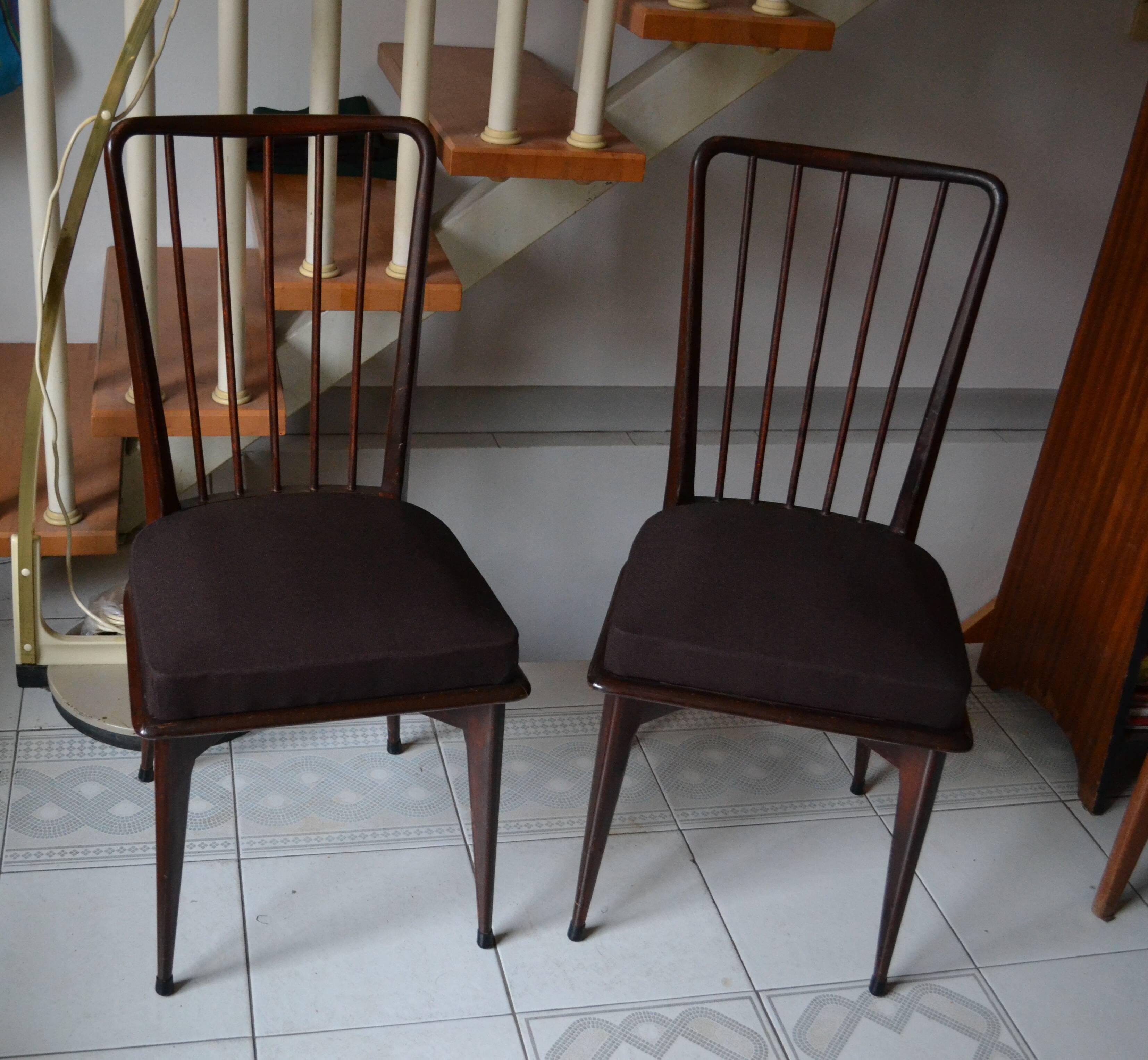 Pair of vintage charles Ramos chairs solid beech