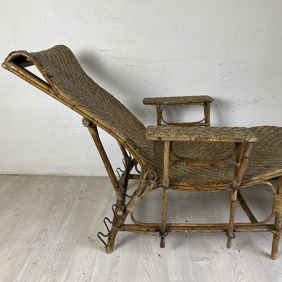 60 vintage wicker long chair