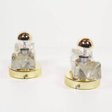Set (2) of 1970s petite brass & glass wall lights by Sische