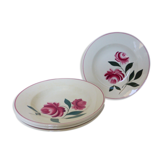 Set of 4 vintage soup plates from Printemps Paris, Essonnes model, in porcelain