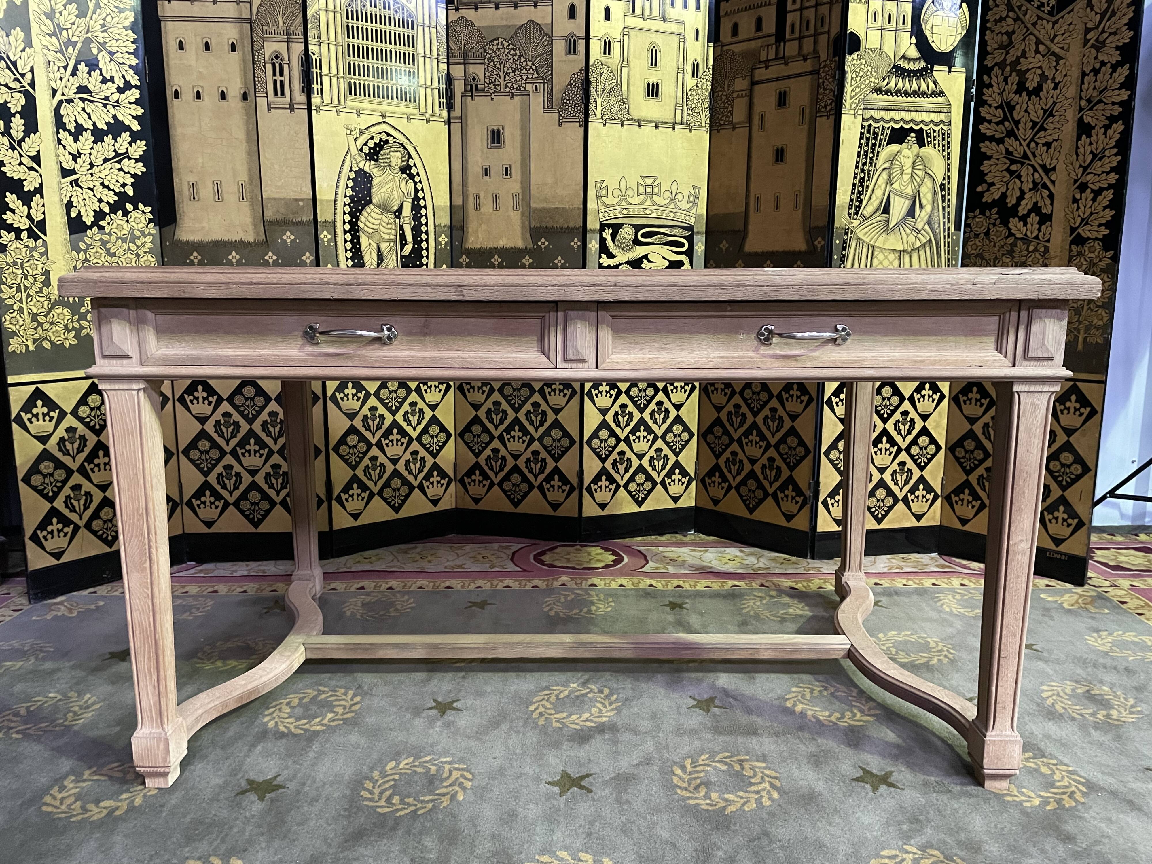 Flat desk with solid oak Henri II aero gummed