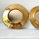 Round mirrors strapping in vintage gilded brass