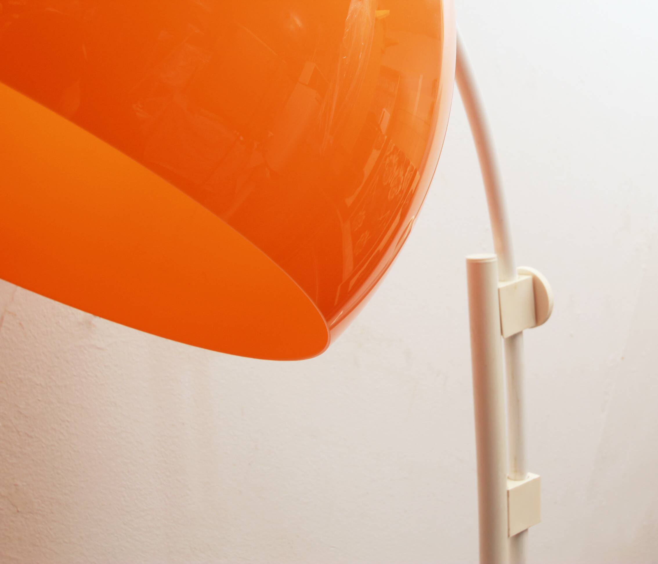1970s floor lamp /arc lamp i white and orange