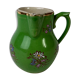 Green milk jug with enamelled flowers
