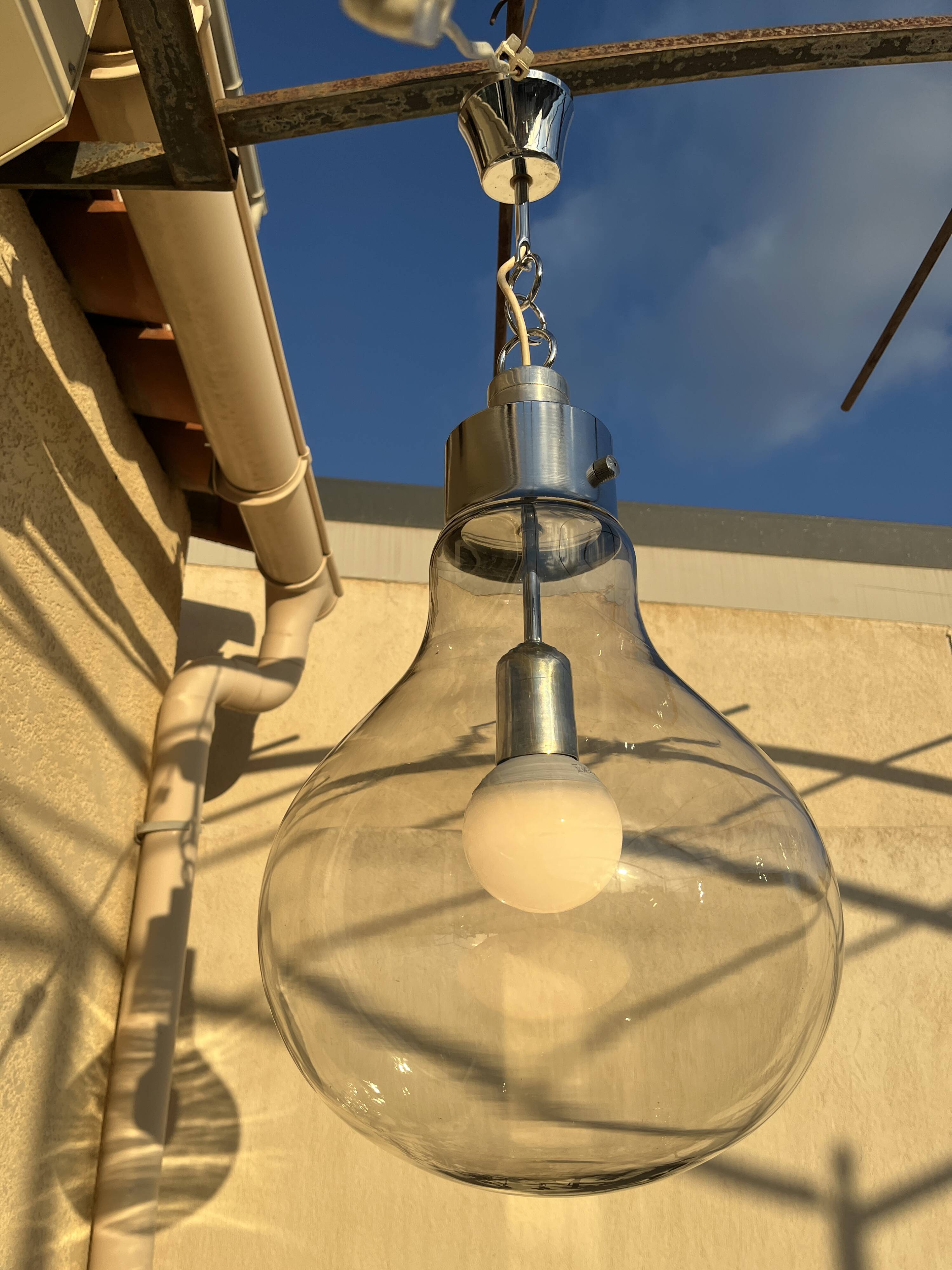 70s design smoked glass chandelier