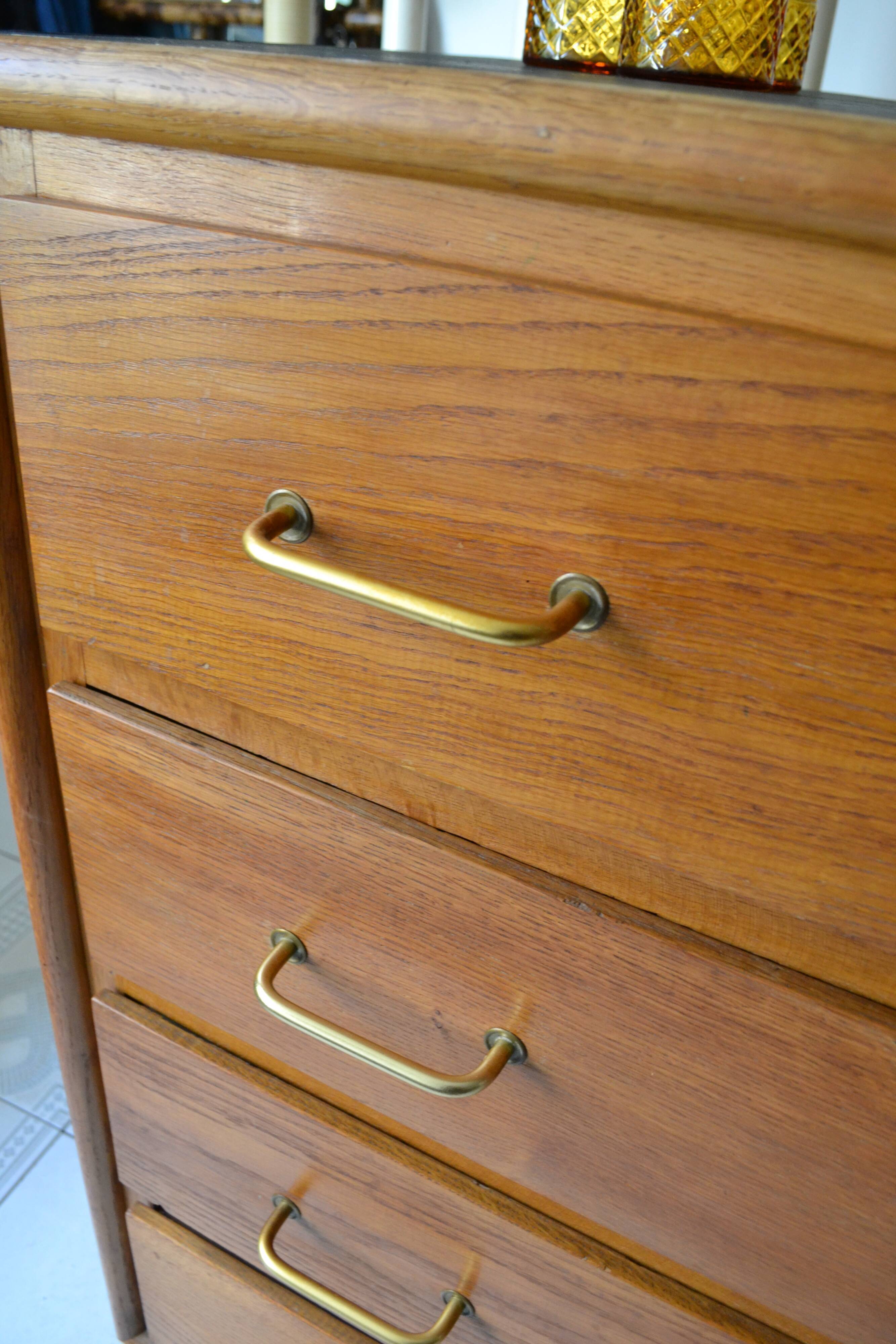 Chest of drawers 60s 4 drawers blond oak