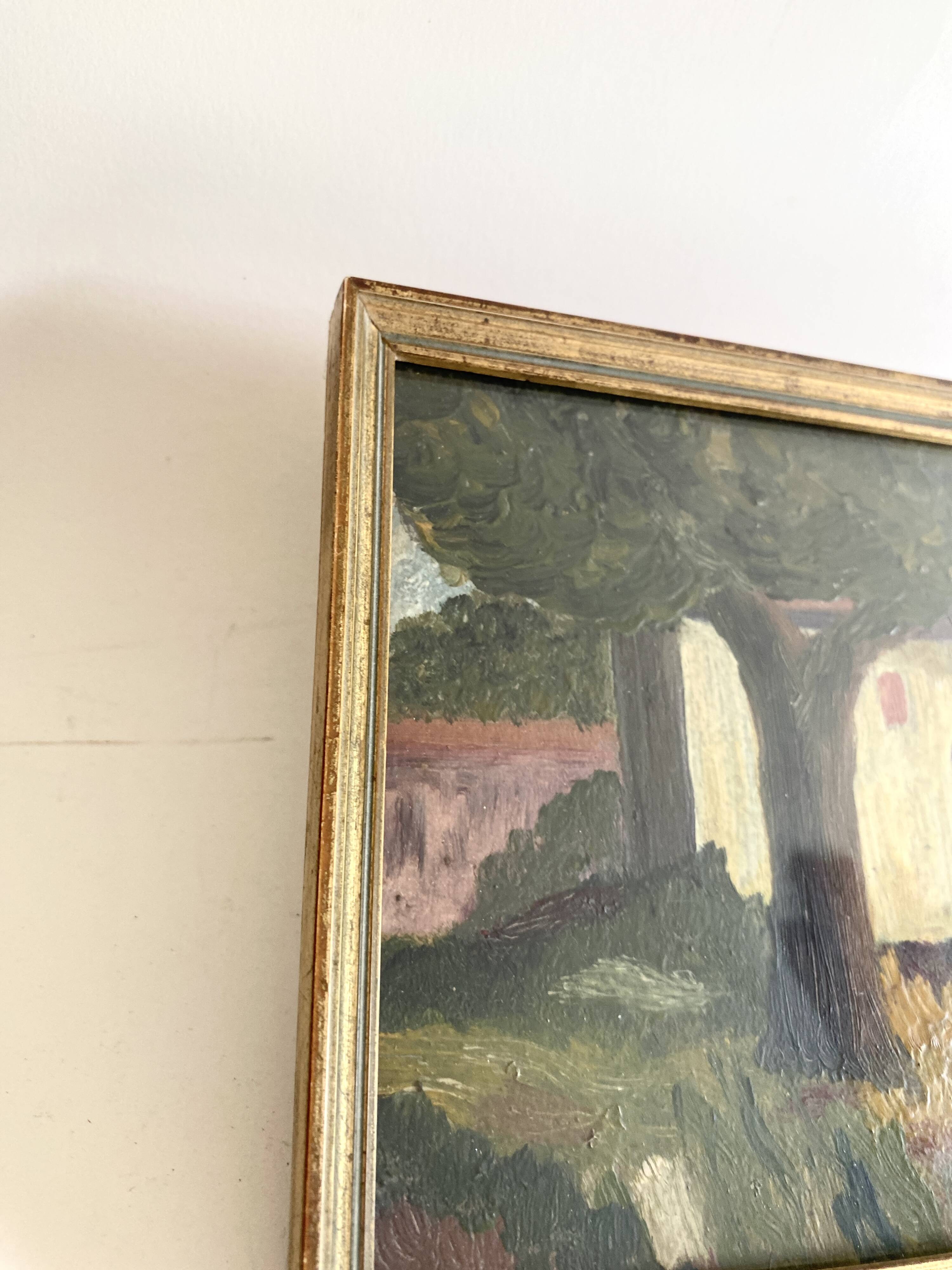 Oil circa 1900, wooden frame and glass