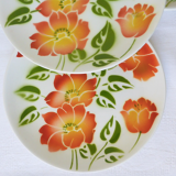 Lot de 4 assiettes dessert vintage Moulin des Loups Orchies modèle Ontario en porcelaine