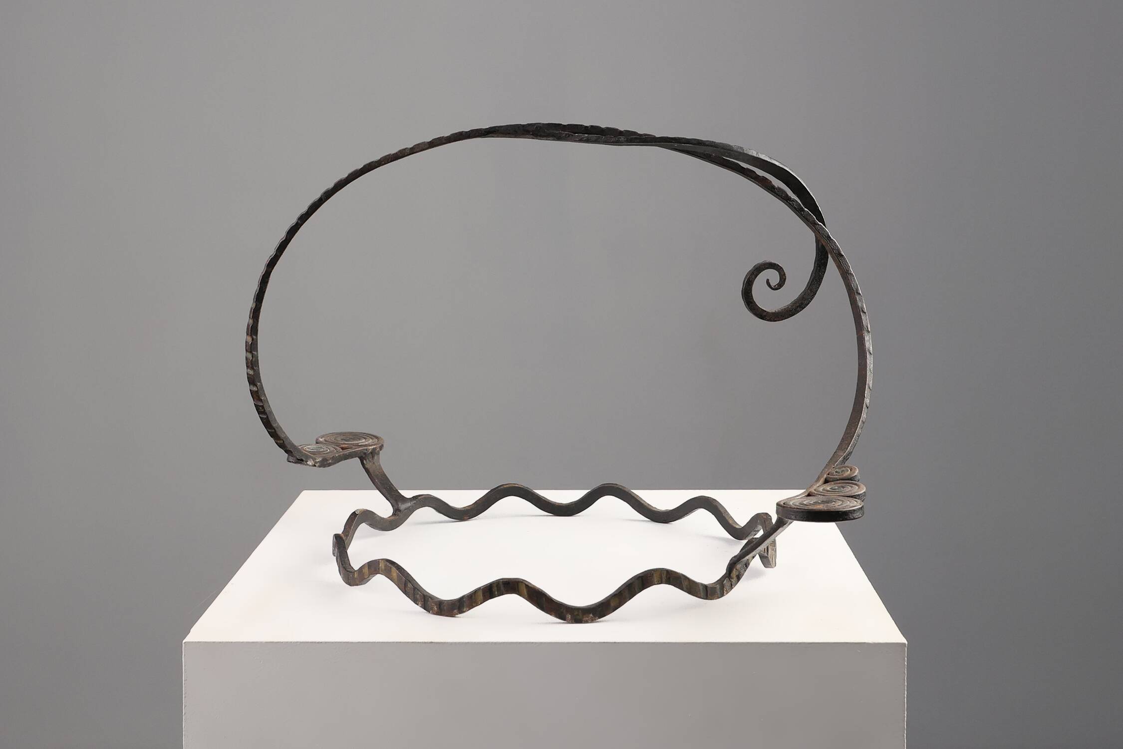 Glass and metal Art Deco Fruit Bowl, France 1920s